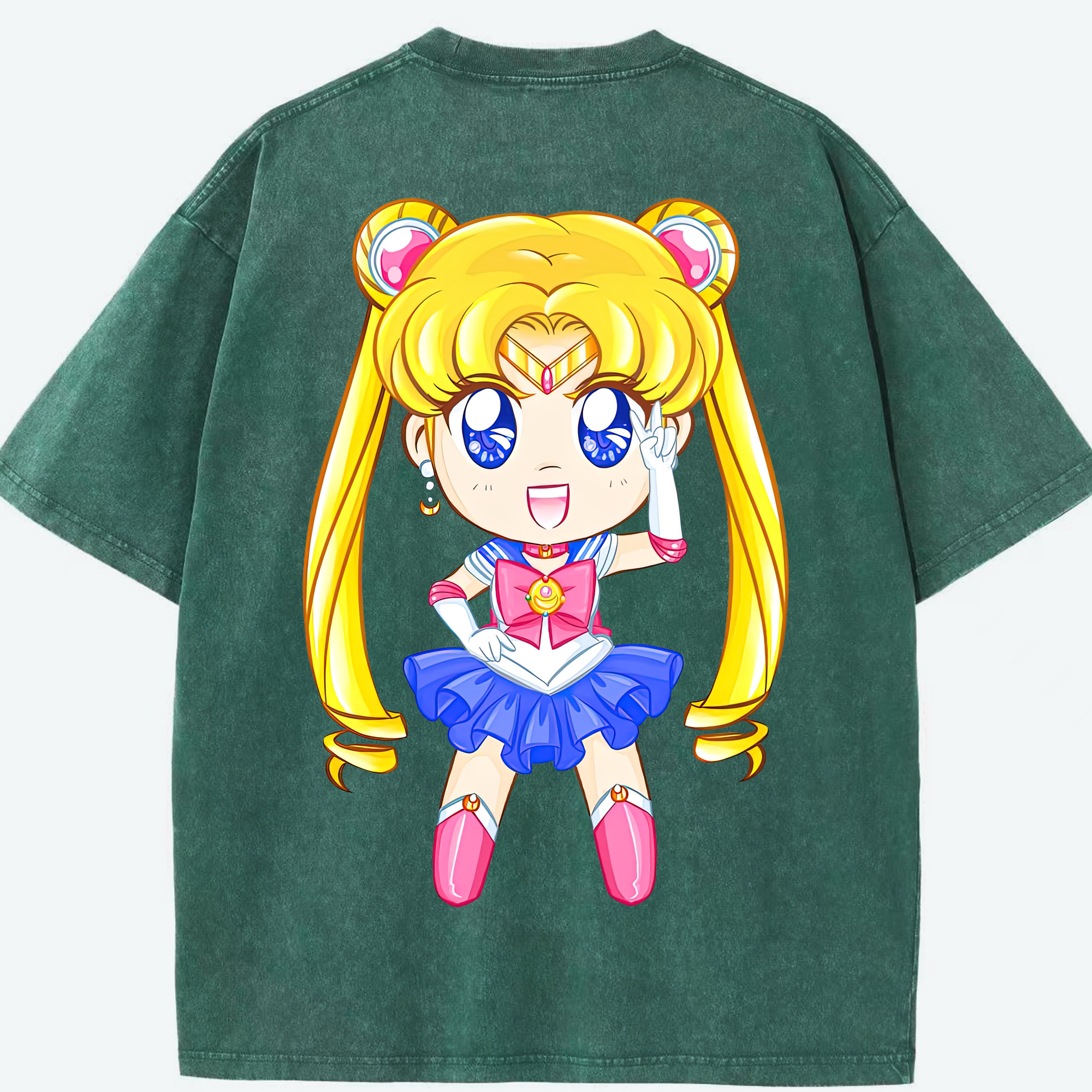 （画像用） 美少女戦士セーラームーン 月野 うさぎ つきの うさぎ Sailor Moon Tsukino Usagi 綿100% ヴィンテージ風 半袖Tシャツ（背面プリント）